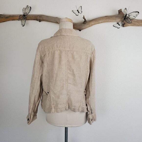 J jill trucker style tan linen jacket - Picture 5 of 8